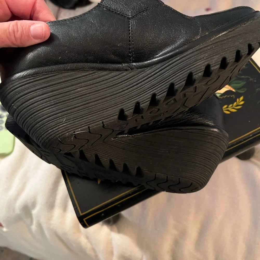 Fly London Black Leather Mary Jane Mules - Picture 2 of 5